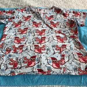 Scrub Top Winter Owl